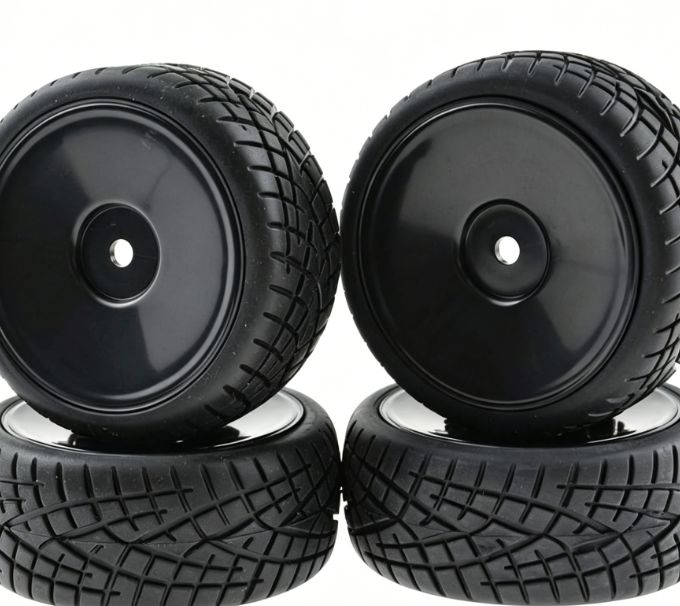 Four-Piece Golf Cart Tire & Rim Assembly | 8-inch 18X8.50-8 | Four-Hole White Rim